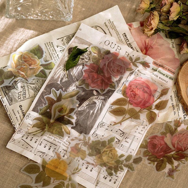 Sticker vintage tags: flowers