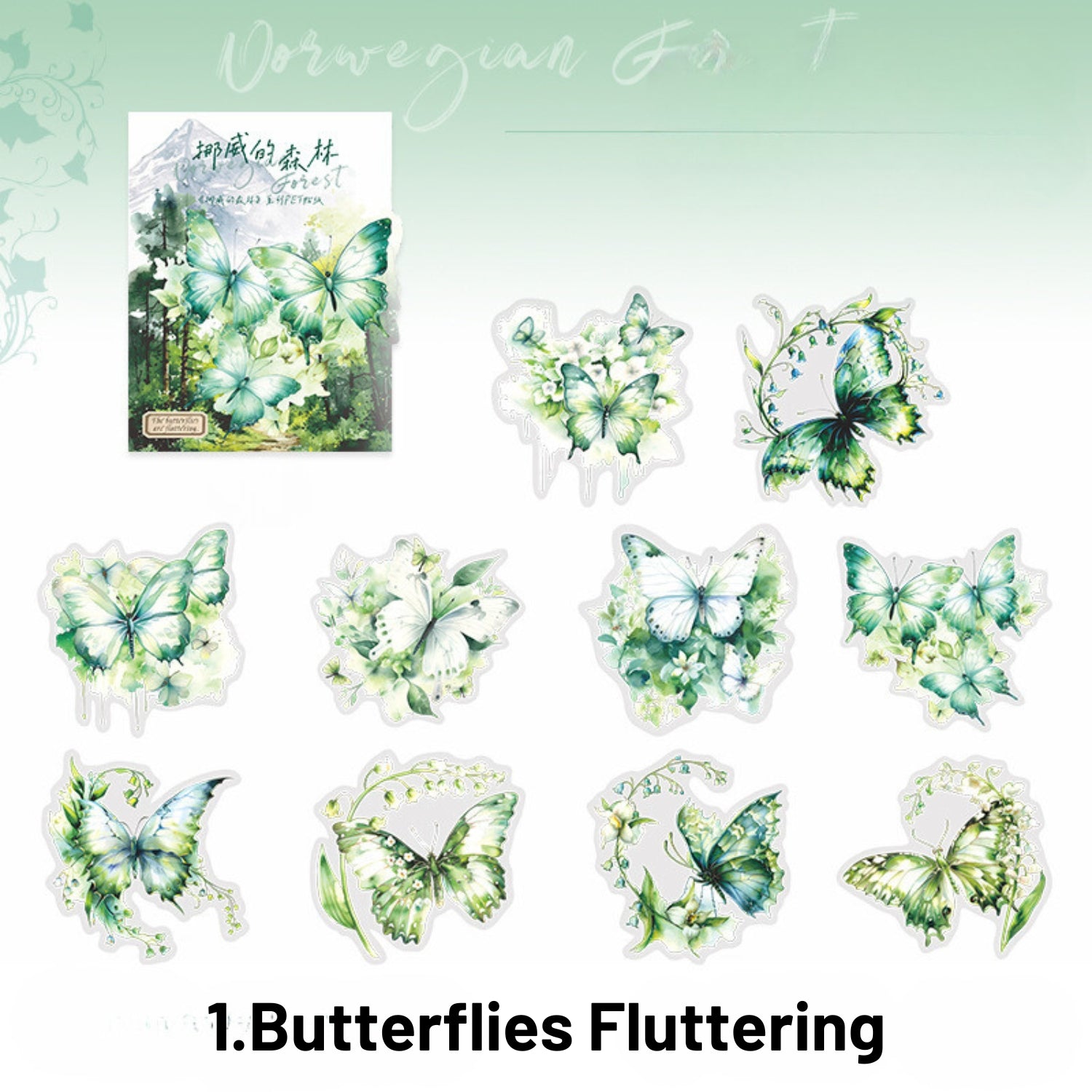 Norwegian Forest Series Green Landscape Sticker Pack 1