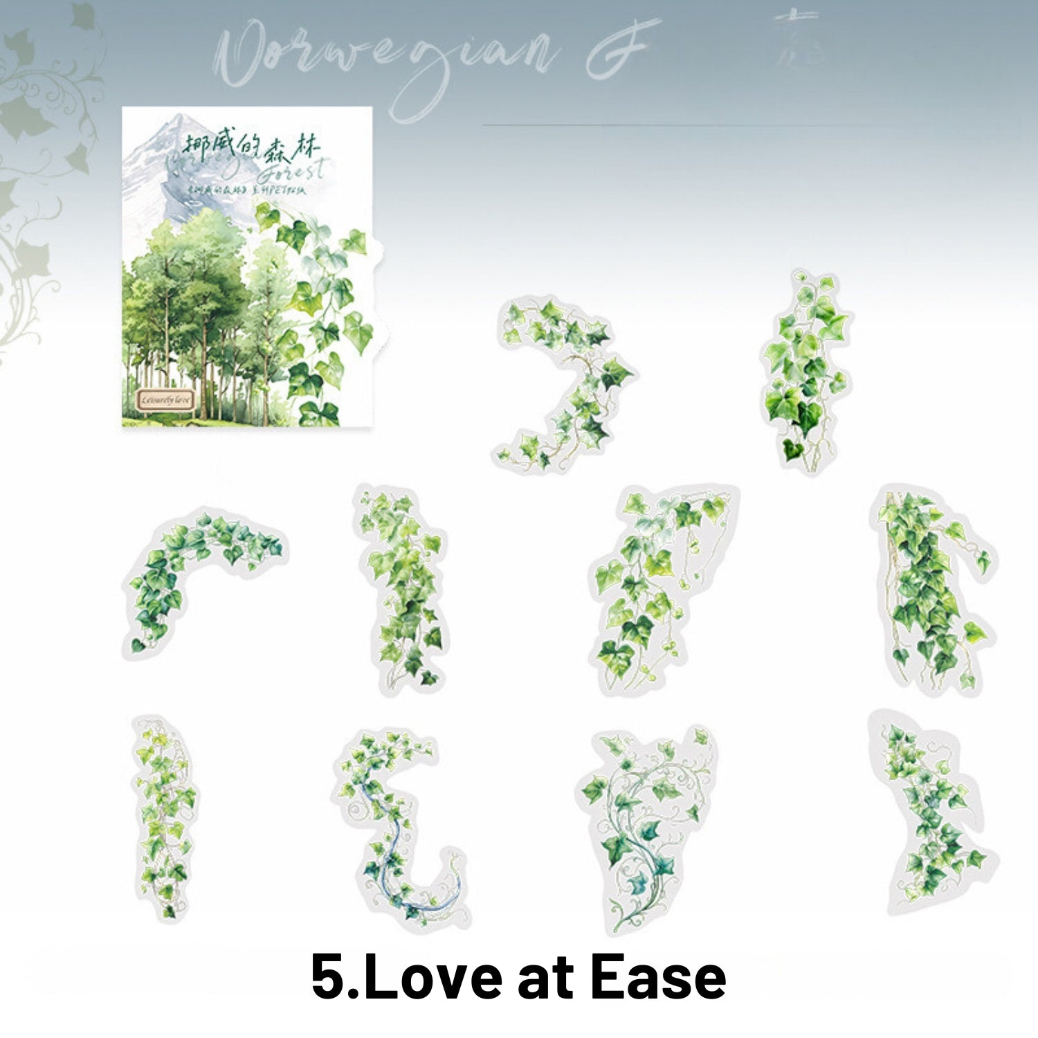 Norwegian Forest Series Green Landscape Sticker Pack 5