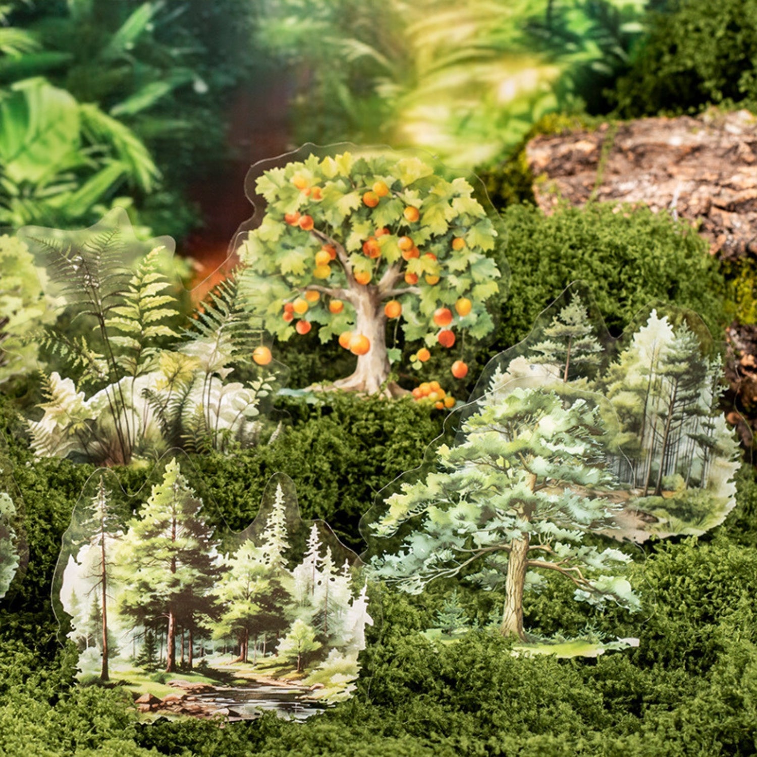 Norwegian Forest Series Green Landscape Sticker Pack 9