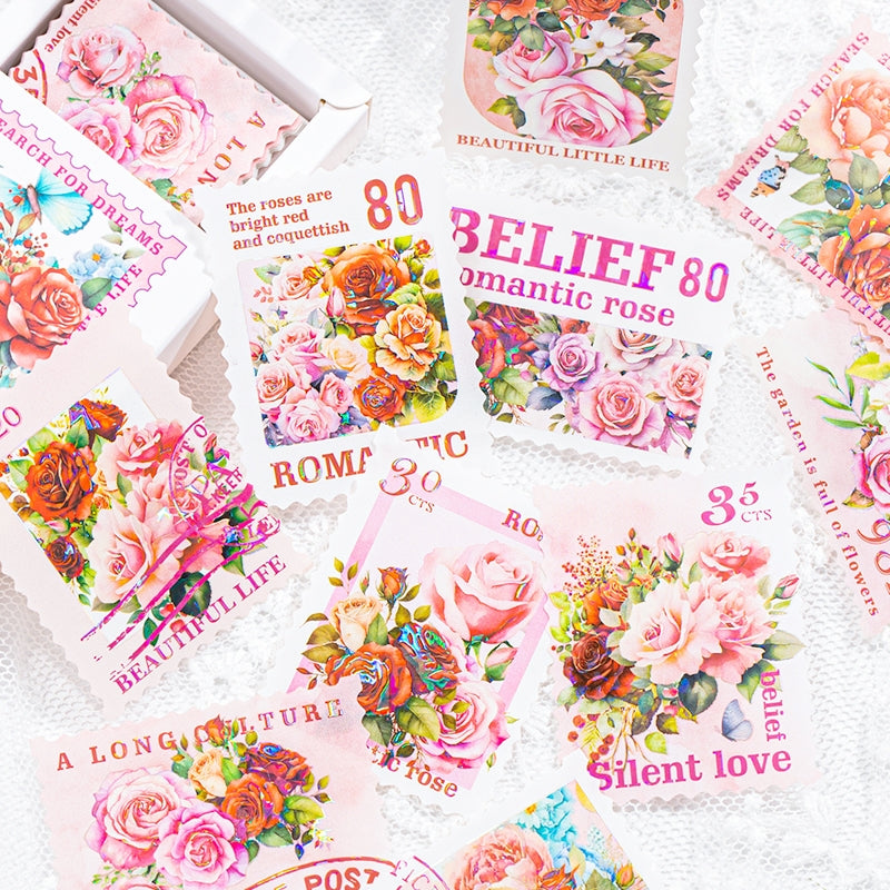 Nostalgic Square Colored Stamp Shell Light PET Sticker b3