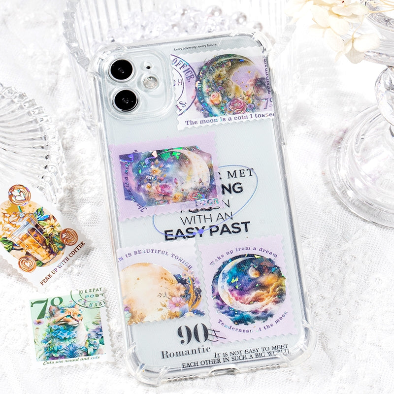 Nostalgic Square Colored Stamp Shell Light PET Sticker b5