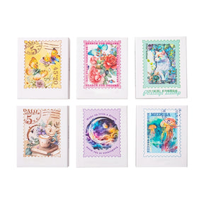 Nostalgic Square Colored Stamp Shell Light PET Sticker b7