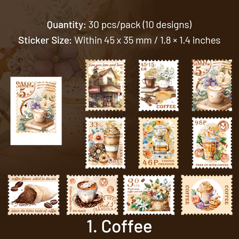 Nostalgic Square Colored Stamp Shell Light PET Sticker sku-1