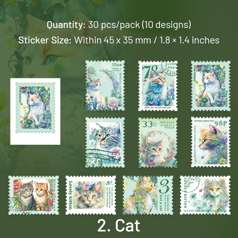 Nostalgic Square Colored Stamp Shell Light PET Sticker sku-2