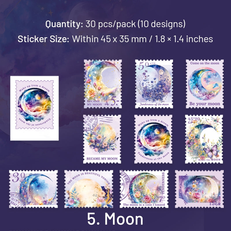 Nostalgic Square Colored Stamp Shell Light PET Sticker sku-5