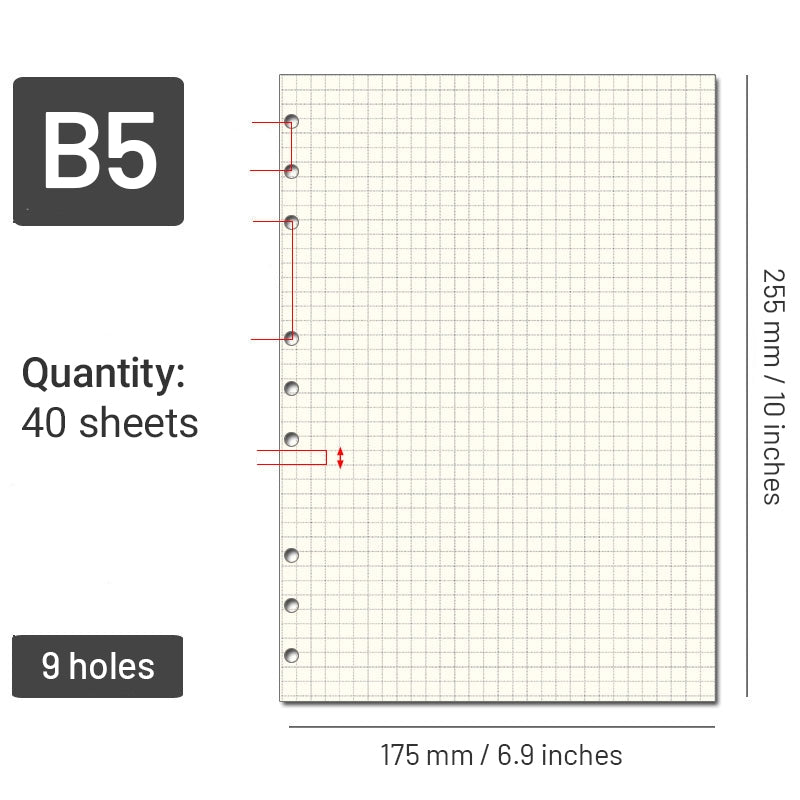 Notebook Grid Replacement Refills - A4, A5, B5, A6, A7 sku-4