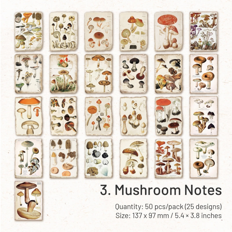 Old Memoir Scrapbook Paper - Manuscript, Butterfly, Mushroom sku-3