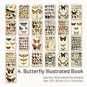 Old Memoir Scrapbook Paper - Manuscript, Butterfly, Mushroom sku-4