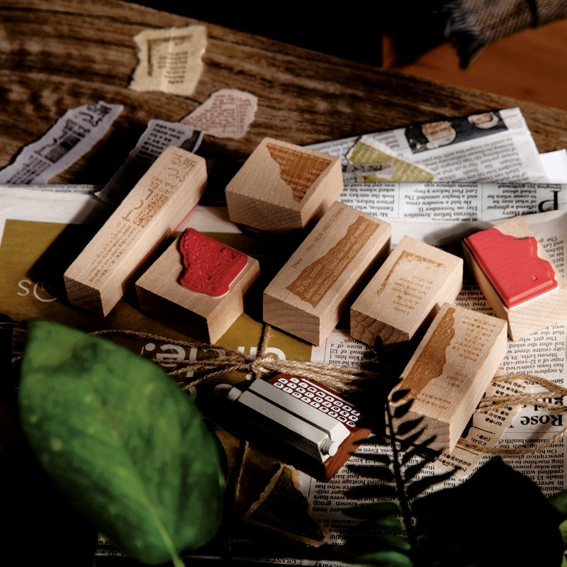 Old Newspaper Series Vintage English Wooden Rubber Stamp b