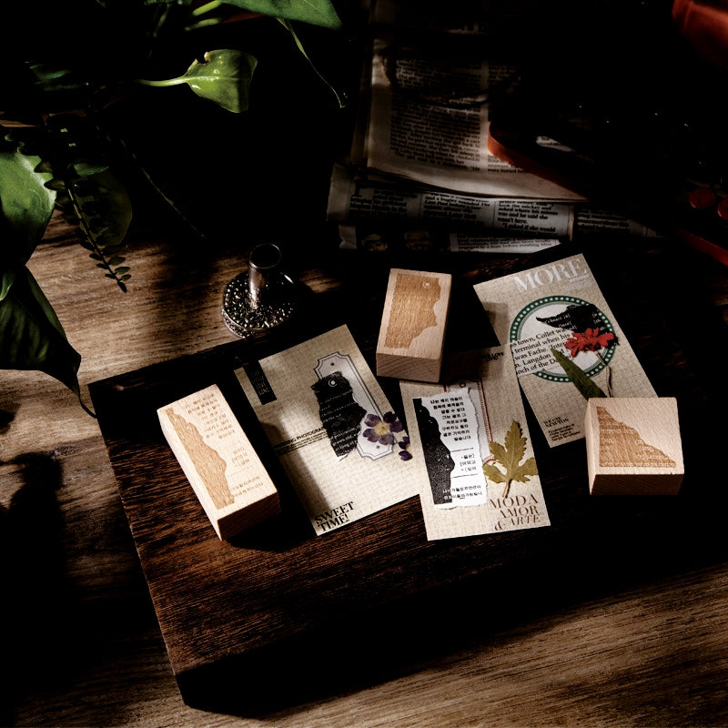 Old Newspaper Series Vintage English Wooden Rubber Stamp b2