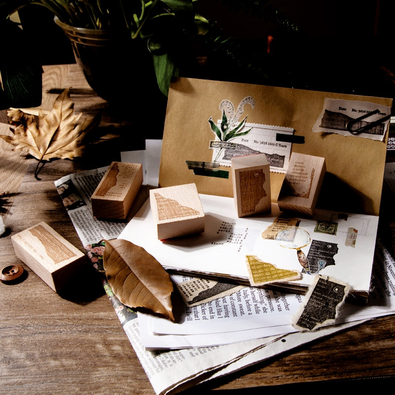 Old Newspaper Series Vintage English Wooden Rubber Stamp b3