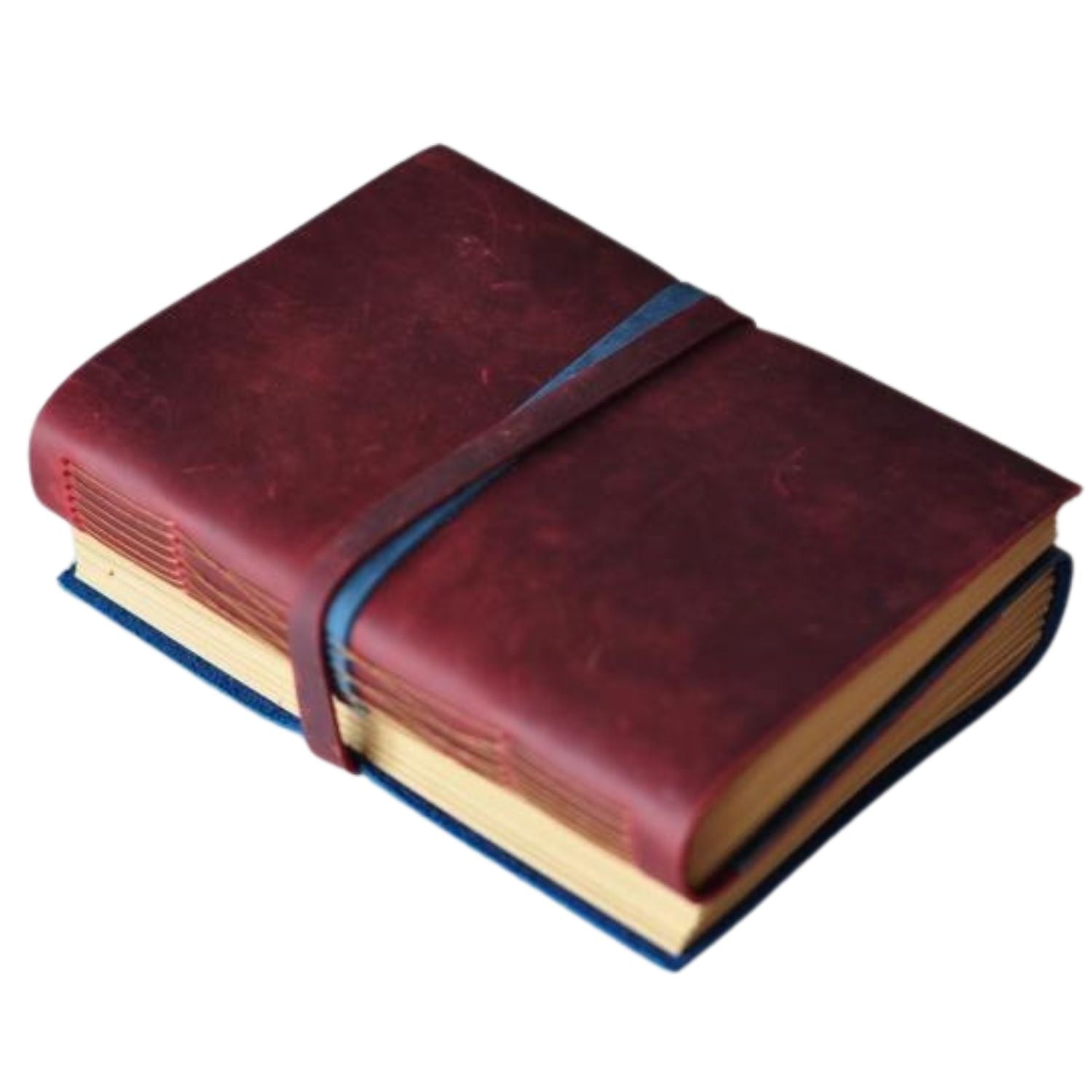 Original Handmade Genuine Leather European Retro Red and Blue Journal - A52