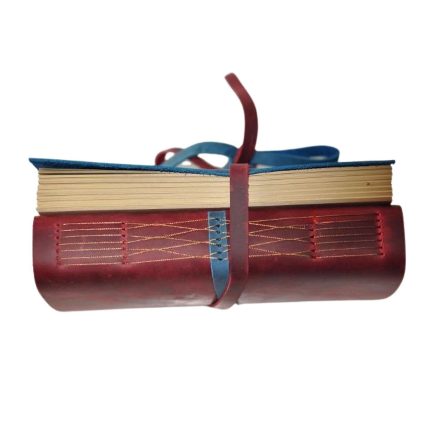 Original Handmade Genuine Leather European Retro Red and Blue Journal - A53