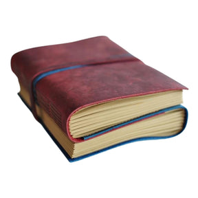 Original Handmade Genuine Leather European Retro Red and Blue Journal - A54