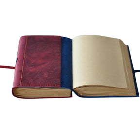 Original Handmade Genuine Leather European Retro Red and Blue Journal - A57