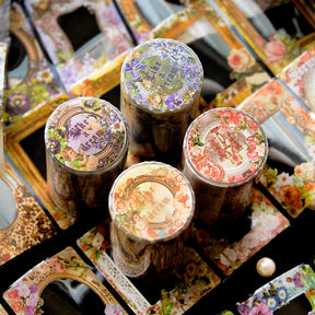 Painting Mirror Series Vintage Flower Window Decorative Tape Stickers a