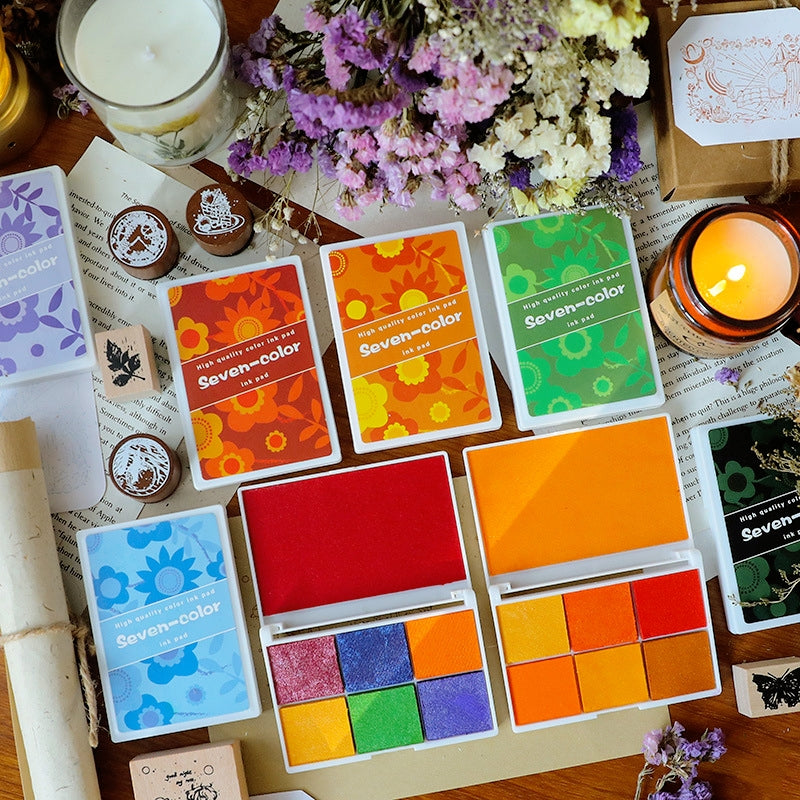 Pearlescent Seven-Color Boxed Ink Pad Set a