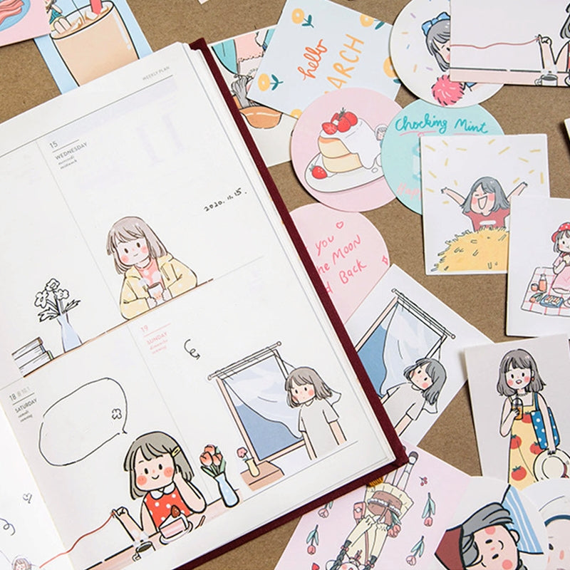 People Coated Paper Stickers - Girl, Teen, Poster, Garden b