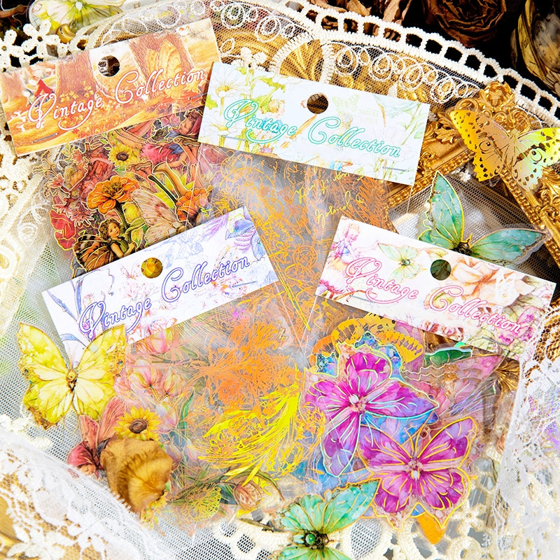 PET Foil Stamped Stickers - Words, Butterfly, Flower, Fairy a
