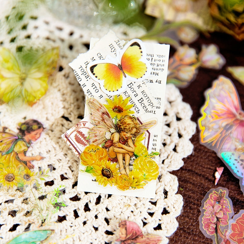 PET Foil Stamped Stickers - Words, Butterfly, Flower, Fairy b2