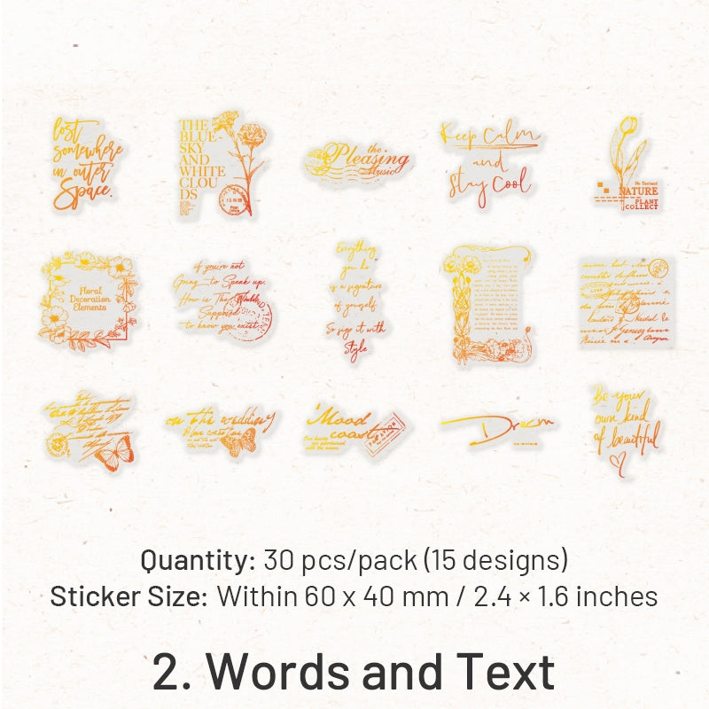PET Foil Stamped Stickers - Words, Butterfly, Flower, Fairy sku-2