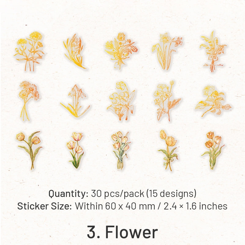 PET Foil Stamped Stickers - Words, Butterfly, Flower, Fairy sku-3