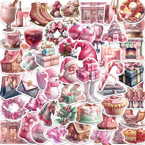 Pink Cartoon Christmas Vinyl Stickers a