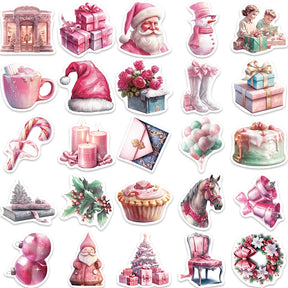 Pink Cartoon Christmas Vinyl Stickers b3