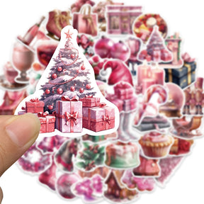Pink Cartoon Christmas Vinyl Stickers sku