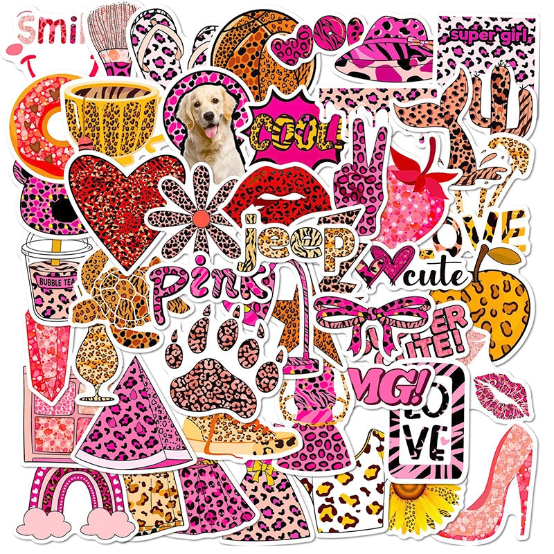 Pink Leopard Print Vinyl Decorative Stickers a