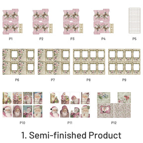 Pink Santa Mini Photo & Notes Album Craft Kit - DIY Gift 1半成品