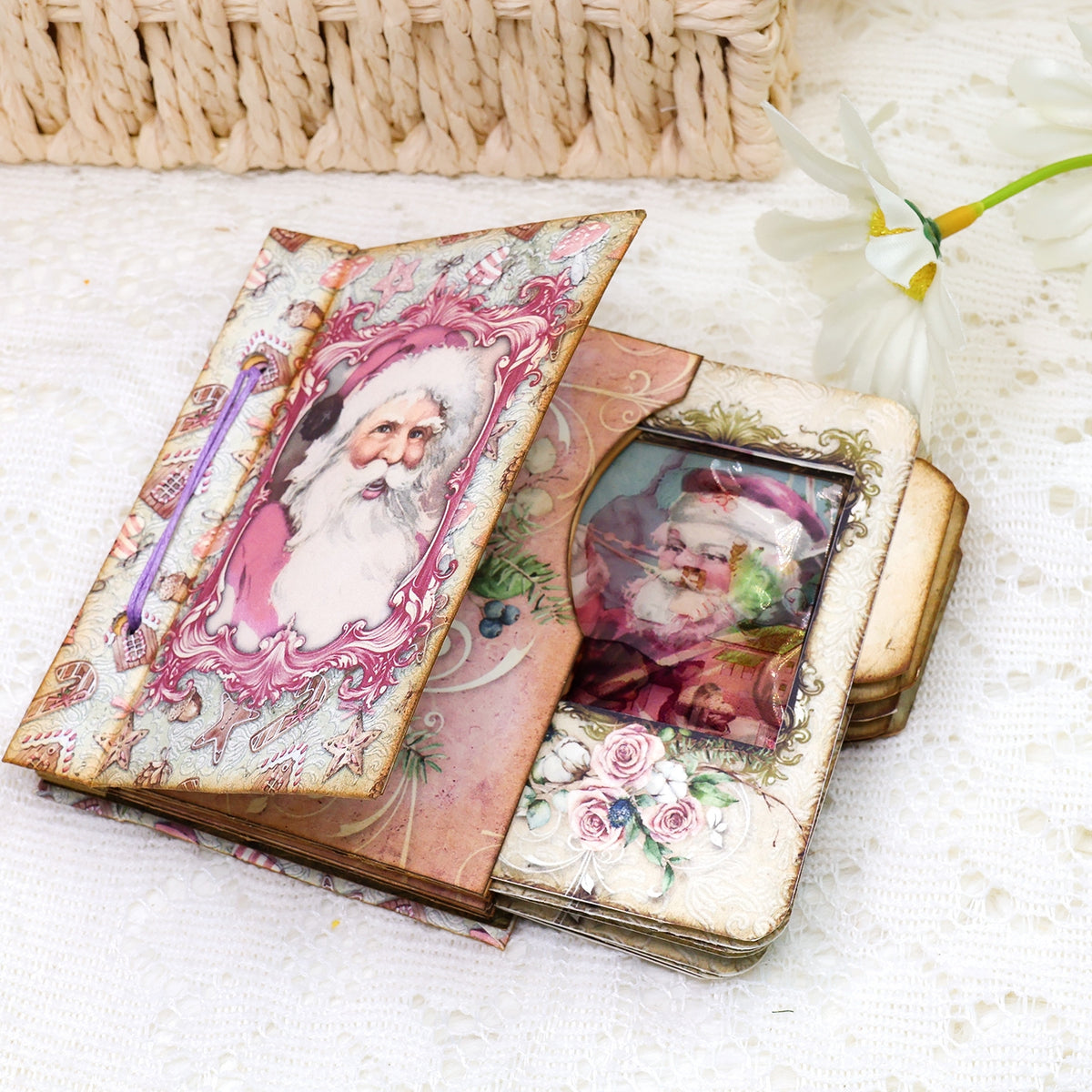 Pink Santa Mini Photo & Notes Album Craft Kit - DIY Gift 2