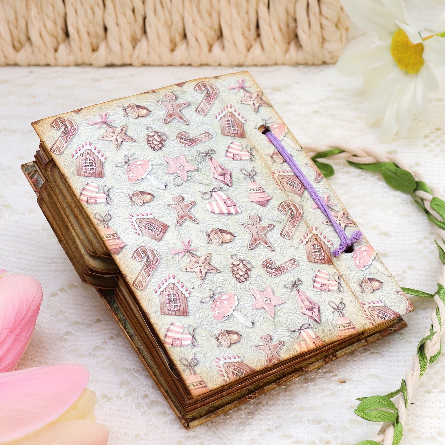 Pink Santa Mini Photo & Notes Album Craft Kit - DIY Gift 8