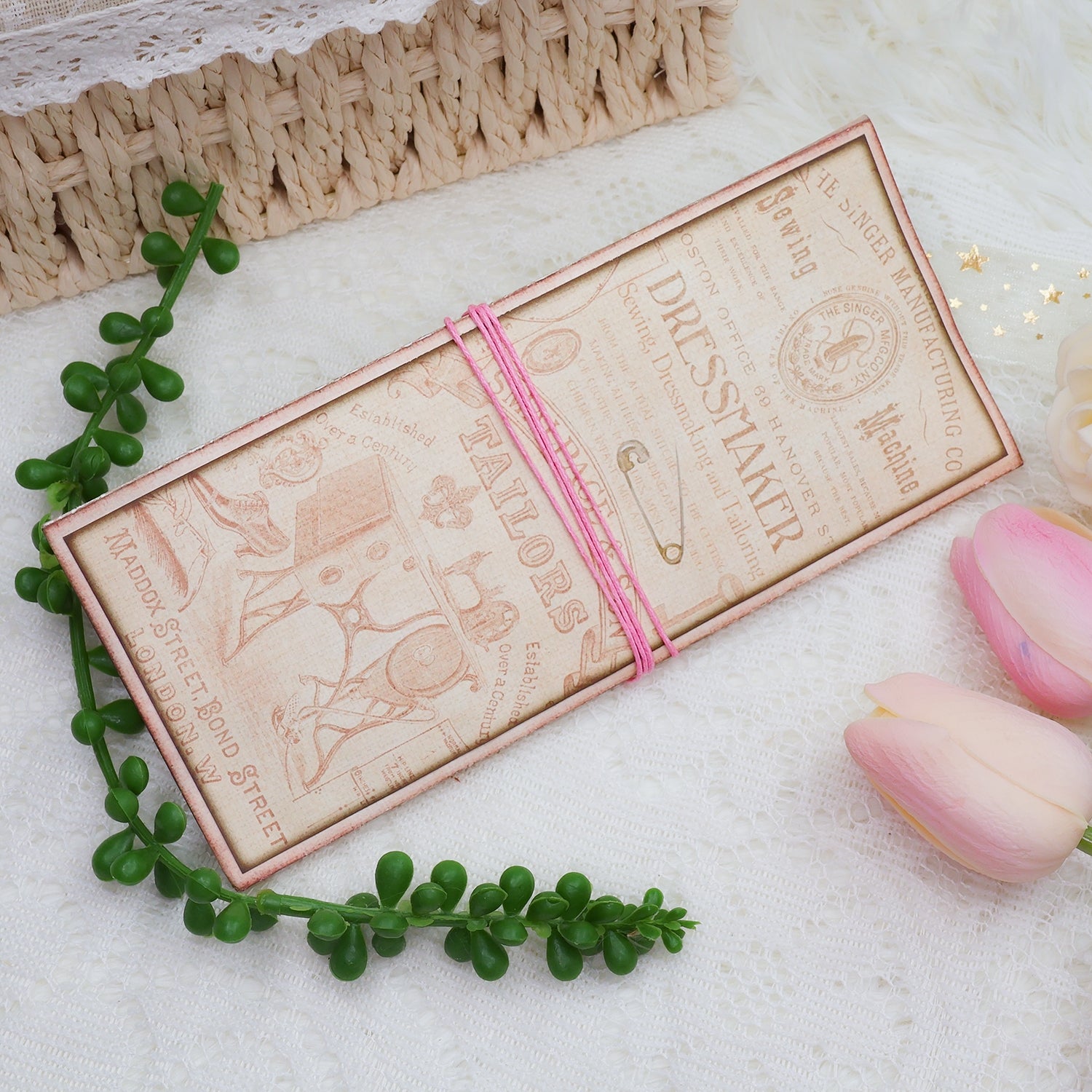 Pink Sewing Handmade Junk Journal Pocket Folder Storage Book Pink Sewing Handmade Junk Journal Pocket Folder Storage Book 0015