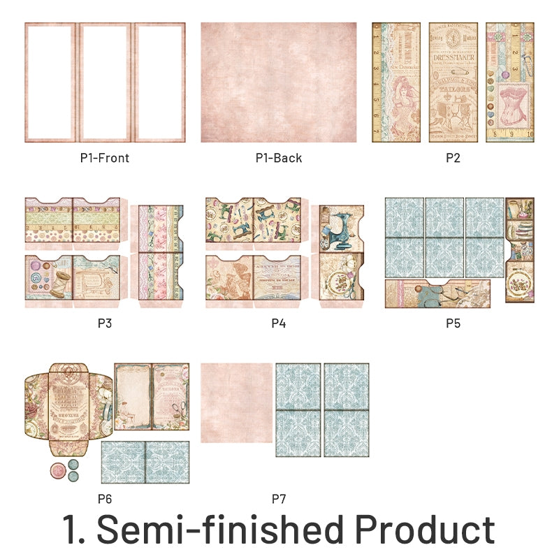 Pink Sewing Handmade Junk Journal Pocket Folder Storage Book sku-1