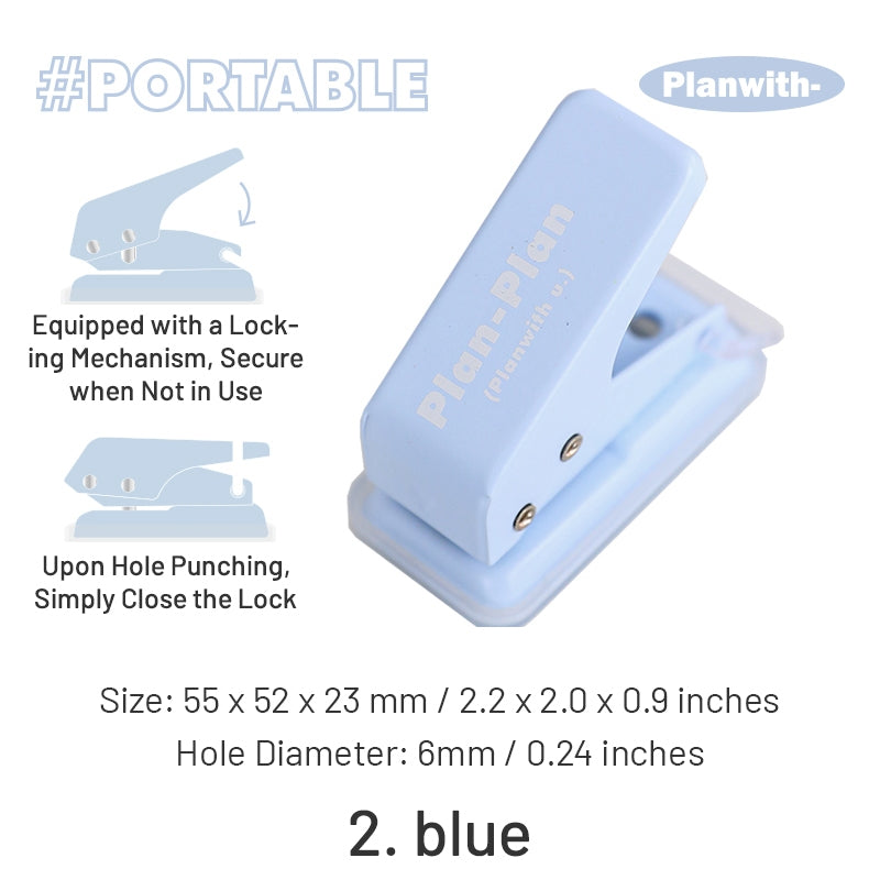 Mini Hole Puncher, 10 Sheets Punch Capacity, Single Ring Cute Handheld Hole  Punches For Paper (blue)