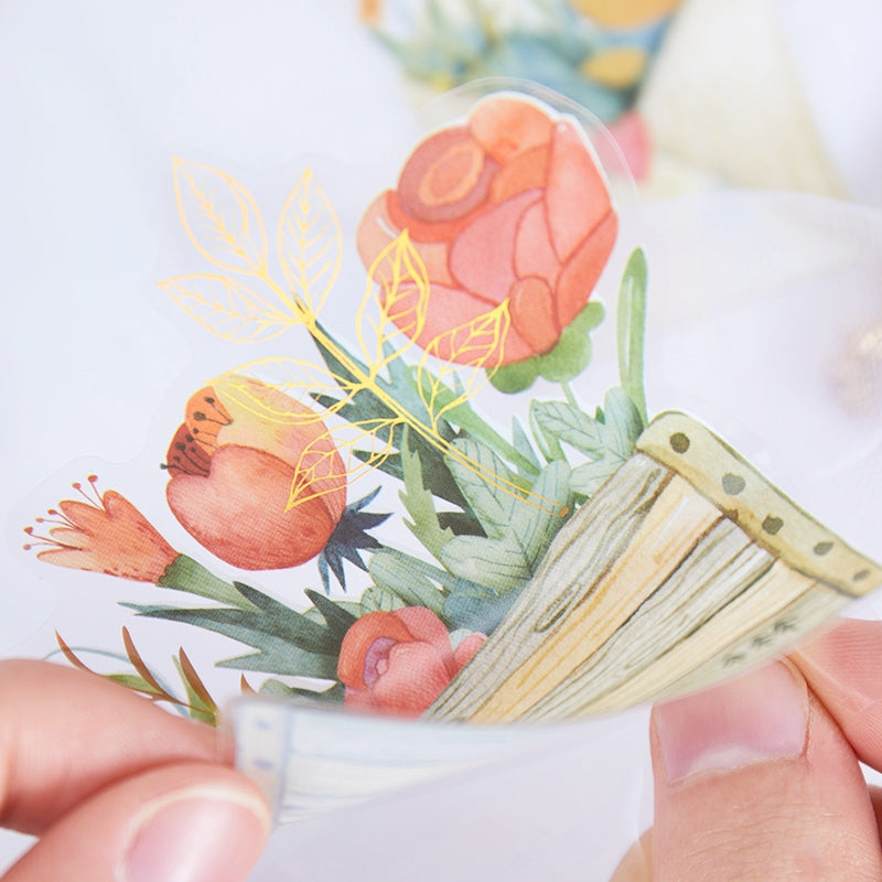Plant and Flower Holographic Hot Stamping PET Stickers - Rose, Sunflower, Tulip, Iris b4