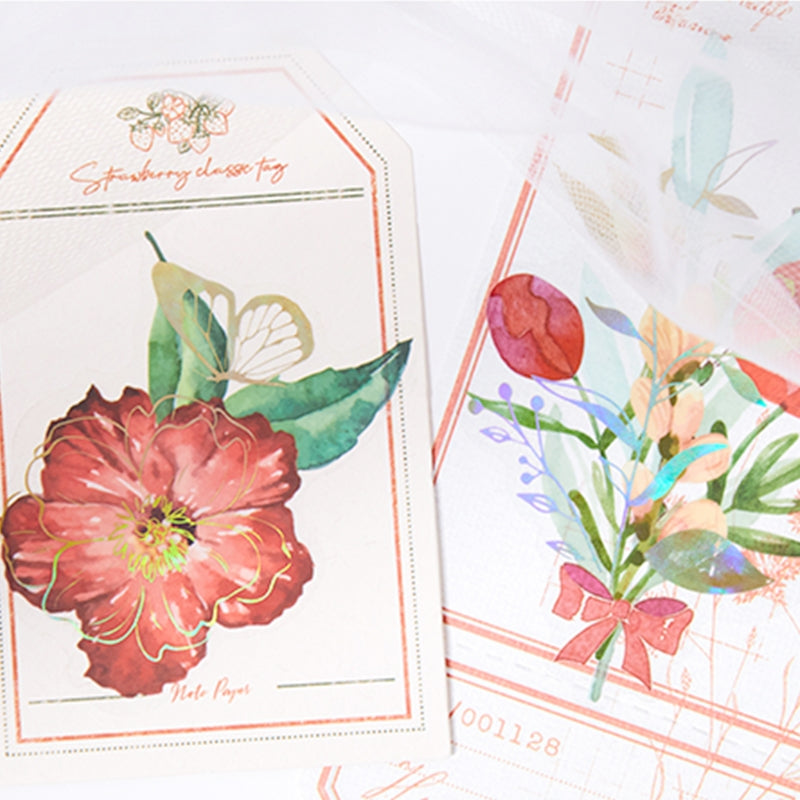 Plant and Flower Holographic Hot Stamping PET Stickers - Rose, Sunflower, Tulip, Iris b7