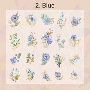 Plant and Flower Holographic Hot Stamping PET Stickers - Rose, Sunflower, Tulip, Iris sku-2