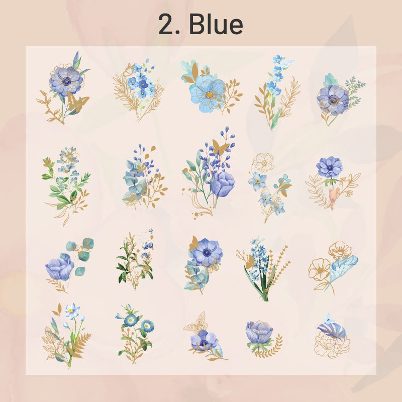 Plant and Flower Holographic Hot Stamping PET Stickers - Rose, Sunflower, Tulip, Iris sku-2