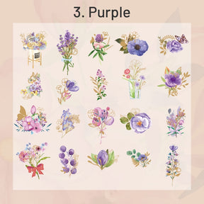 Plant and Flower Holographic Hot Stamping PET Stickers - Rose, Sunflower, Tulip, Iris sku-3