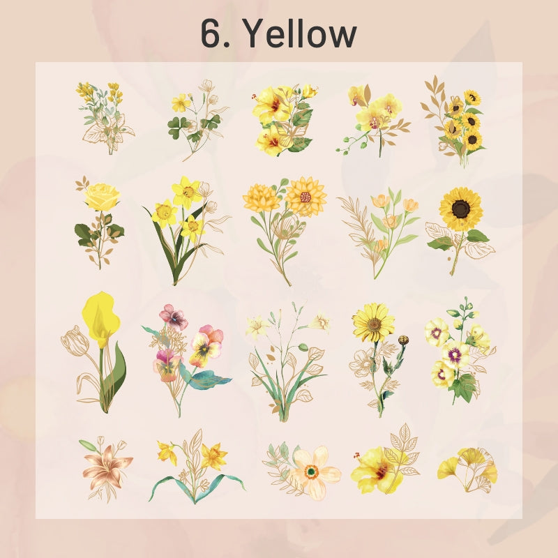 Plant and Flower Holographic Hot Stamping PET Stickers - Rose, Sunflower, Tulip, Iris sku-6