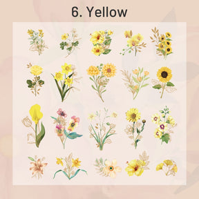 Plant and Flower Holographic Hot Stamping PET Stickers - Rose, Sunflower, Tulip, Iris sku-6