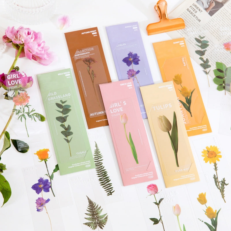 Plant and Flower PET Bookmarks - Sunflower, Daffodil, Rose a