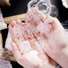 Plant and Flower PET Holographic Hot Stamping Stickers b3