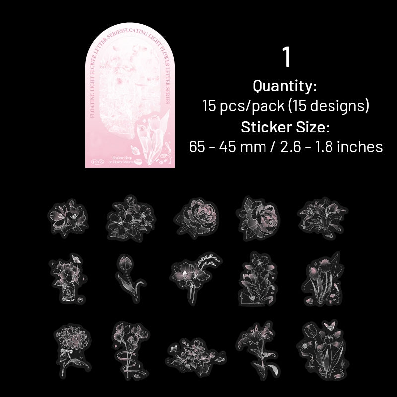 Plant and Flower PET Holographic Hot Stamping Stickers sku-1