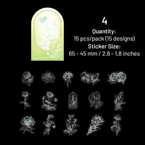 Plant and Flower PET Holographic Hot Stamping Stickers sku-4