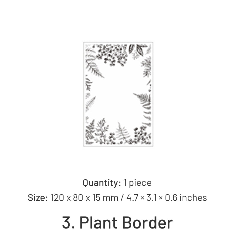 Plant and Words Large Rubber Stamps - Tree, Border, Music, Fruit sku-3