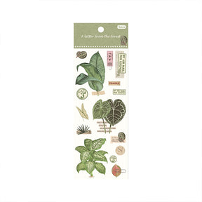 Plant PET Die-cut Sticker Sheet - Rose, Green Leaf, Peach Blossom b7